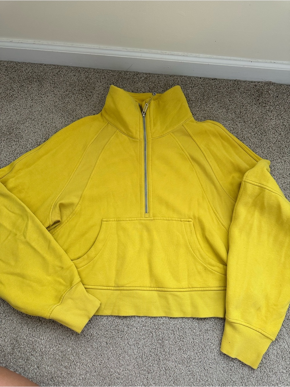 lululemon athletica Bright Yellow Half-Zip Mock Neck Pullover Scuba Sweatshirt